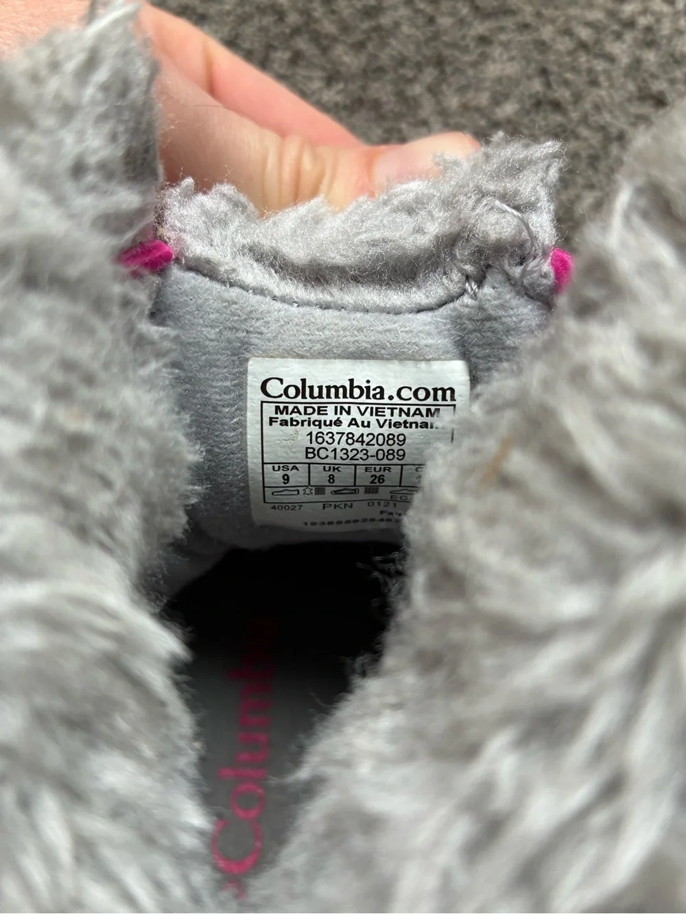 Columbia Toddler Girl’s Rope Tow III Winter Snow Boots in Pink and Gray, Size 9